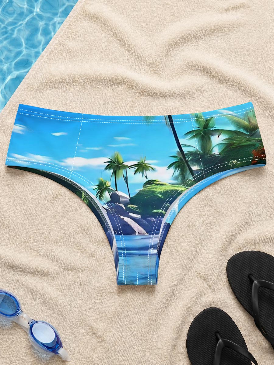 Tropical Beach with Palm Trees and Crystal Clear Water -  Men's swim trunks