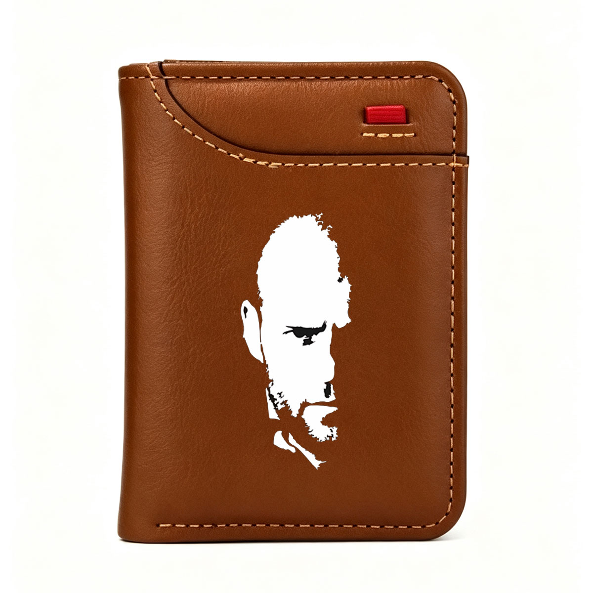 Silhouette of a man with beard and mustache, side profile view - Vertical Style Wallet