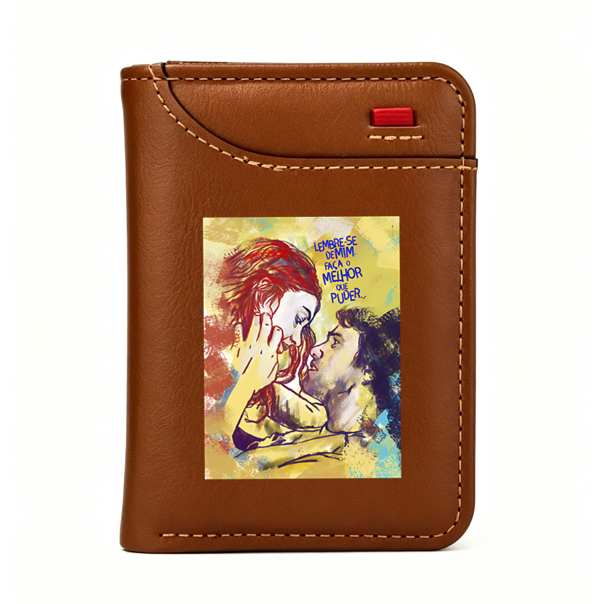 Romantic Embrace: Man and Woman in Passionate Moment - Vertical Style Wallet