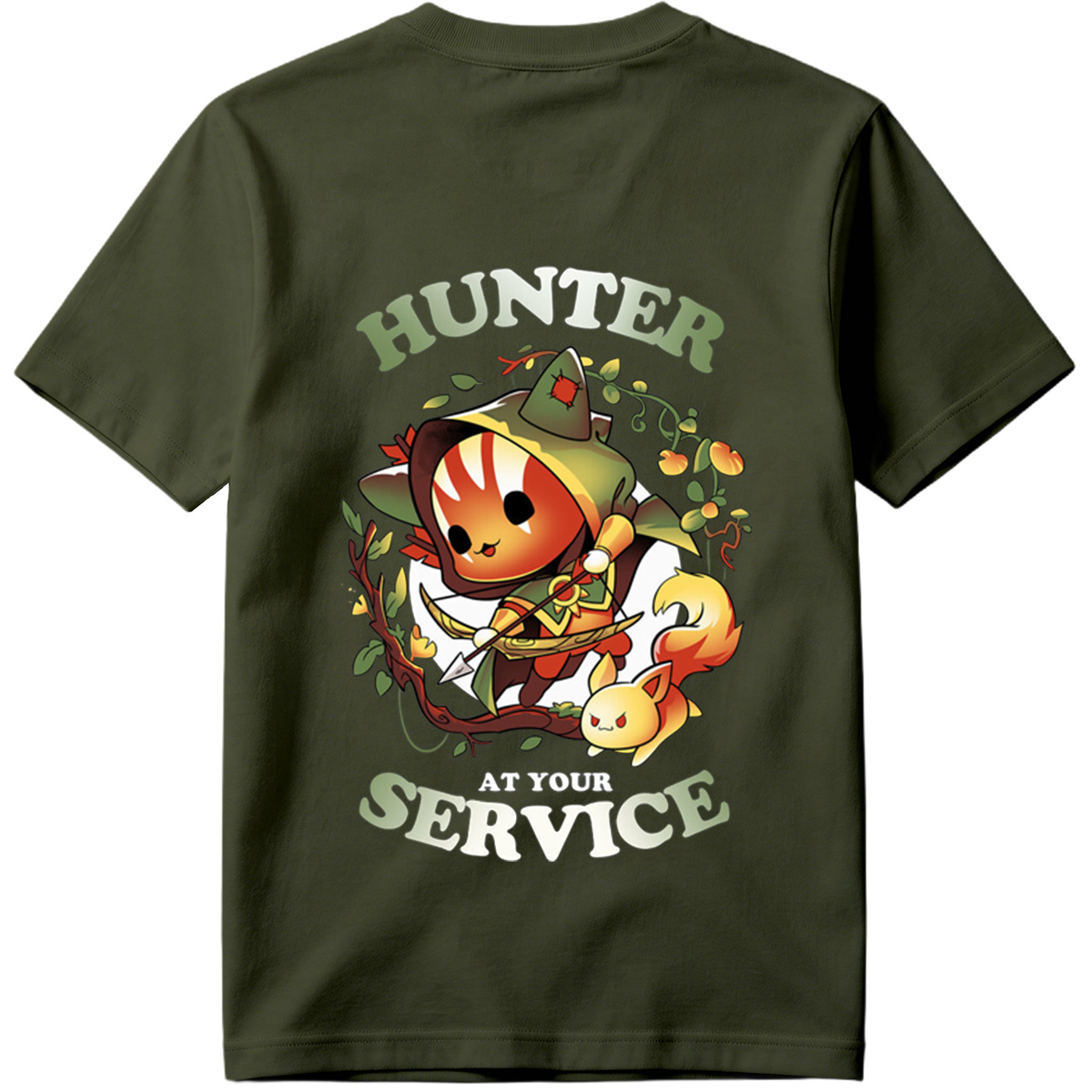 Hunter at Your Service - Chibi Archer and Fox Companion - Tee