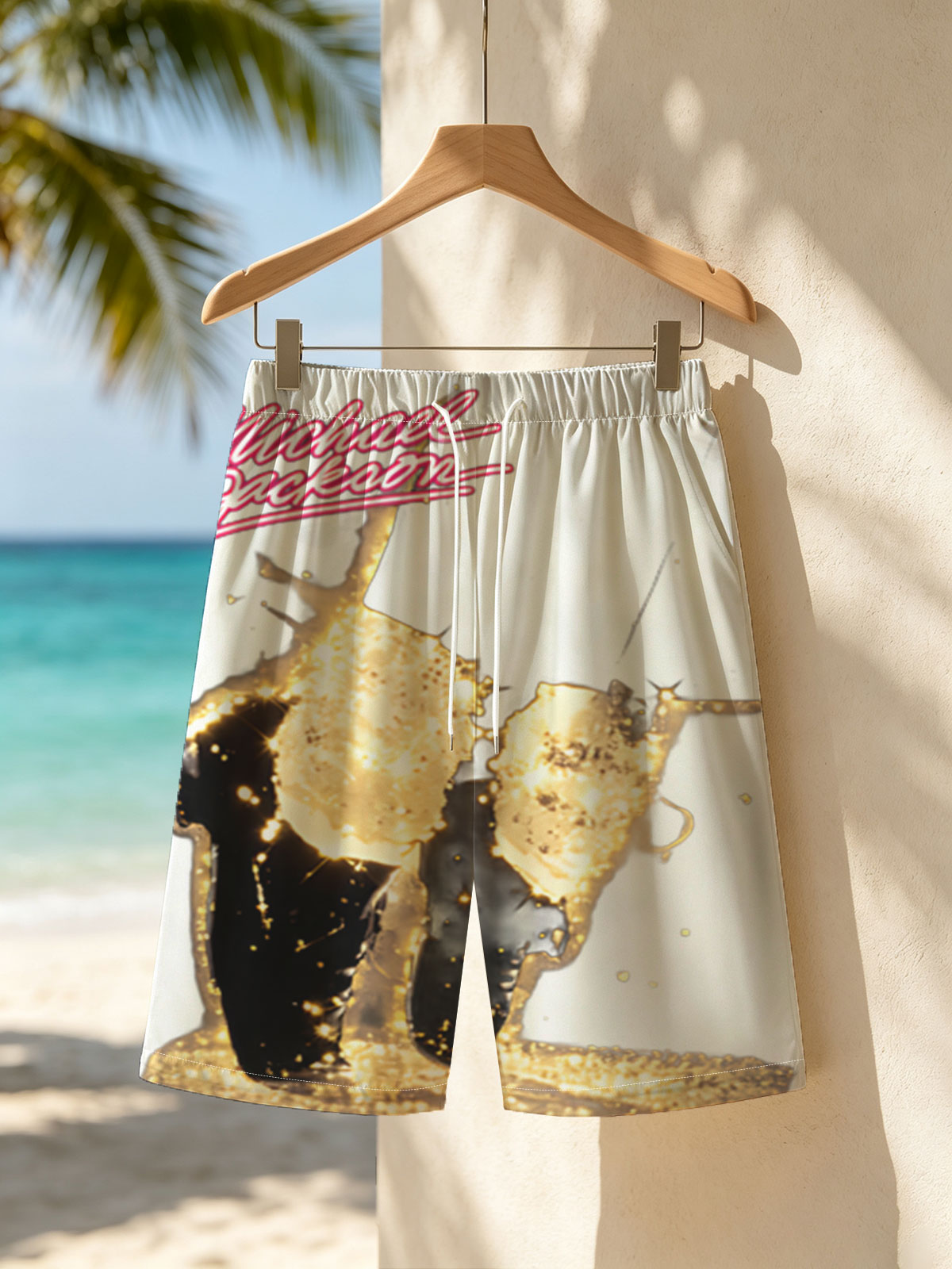 Michael Jackson: Iconic Dance Pose with Glittering Effects -  Beach shorts