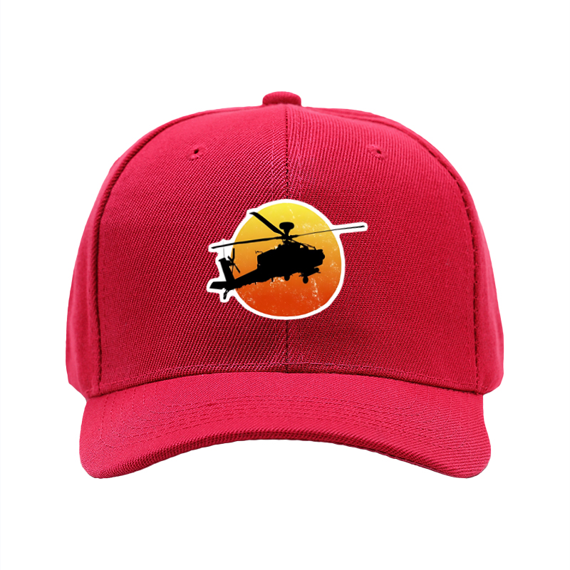 1pc New Baseball Cap Helicopter Silhouette Sunset Print Unisex Adjustable Hat for Outdoor Activities Men Women Casual Streetwear Fashion Accessories