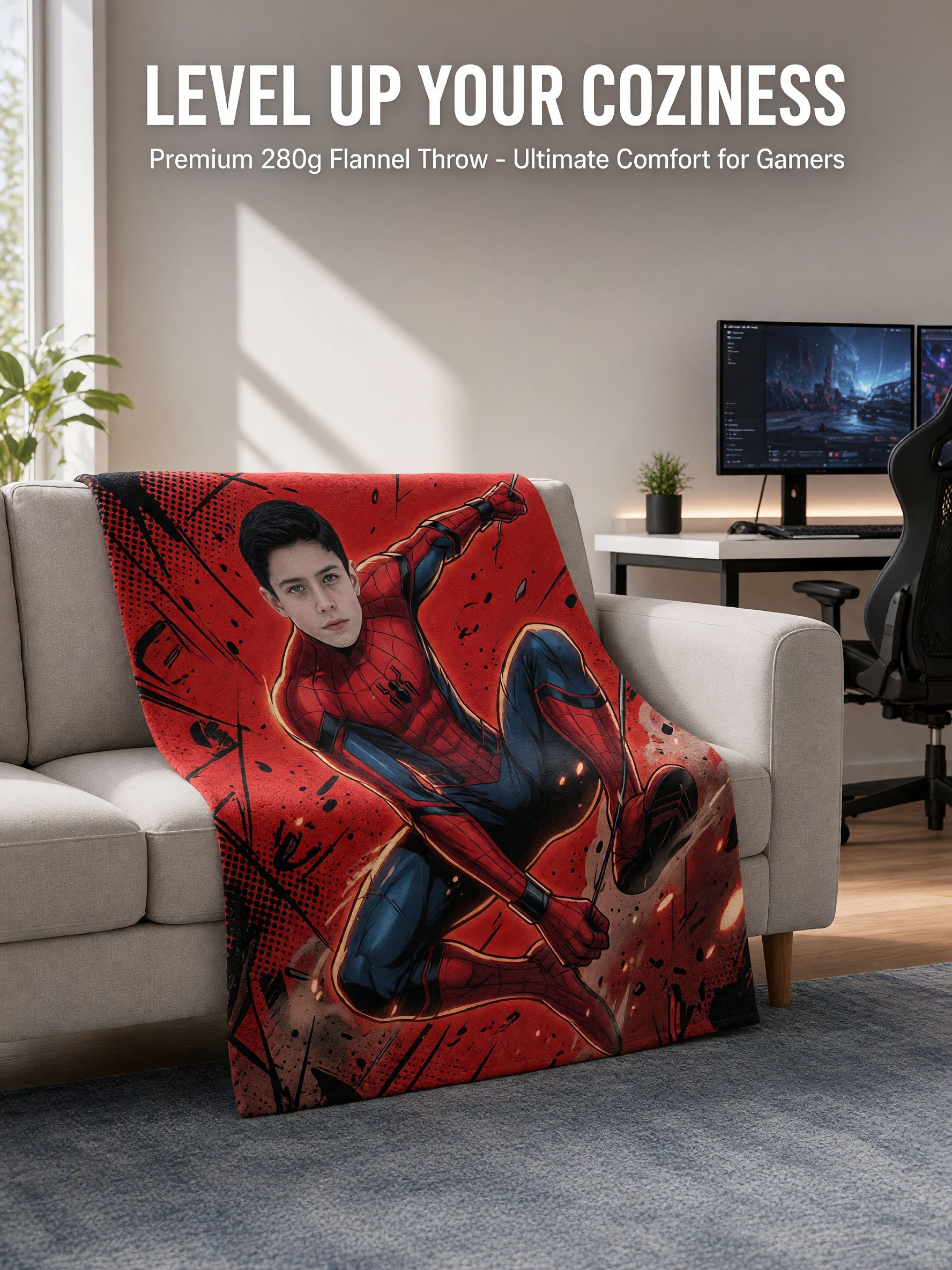 Custom Face Superhero Fleece Blanket Personalized Photo Throw Soft Flannel Bed Couch Cover Ideal Personalized Gift