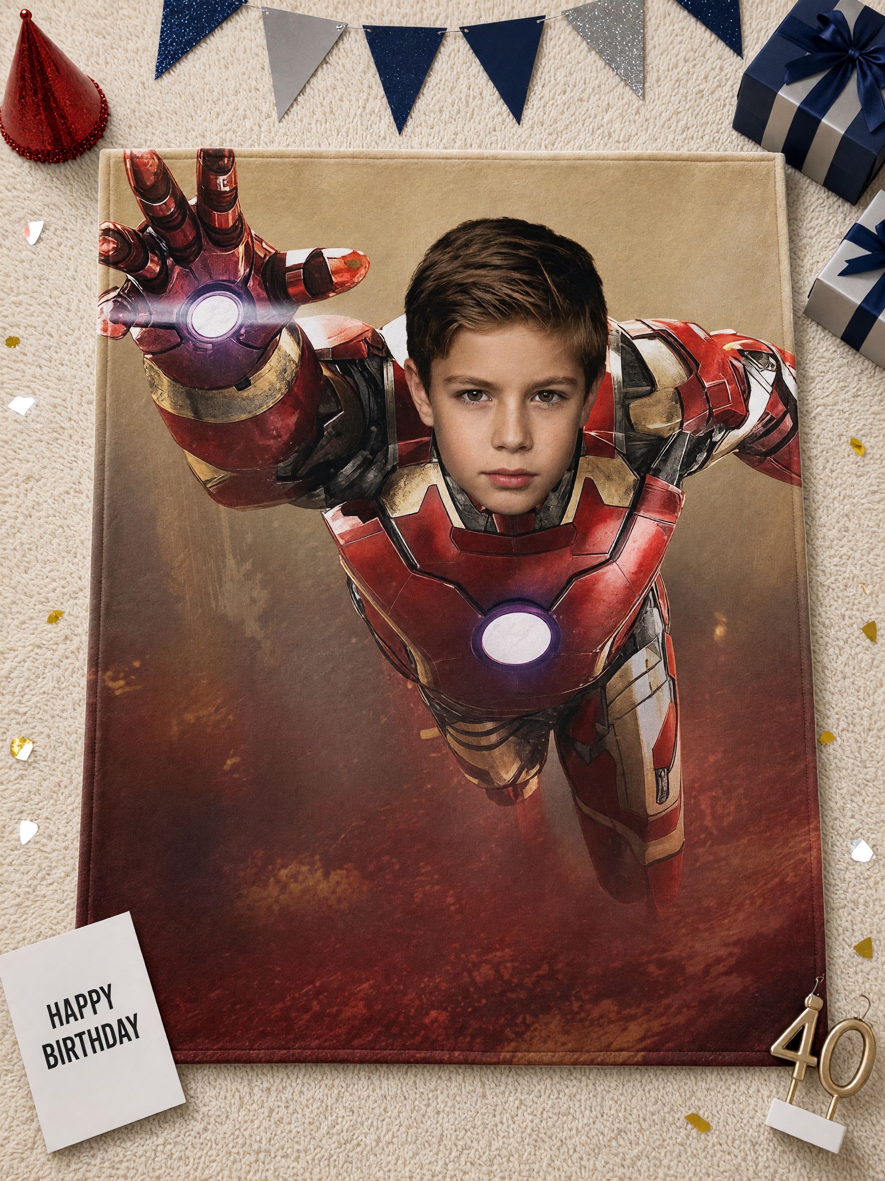 Custom Photo Superhero Face Blanket Personalized Ultra Soft Flannel Throw Fleece Bed Sofa Cover Unique Keepsake Gift