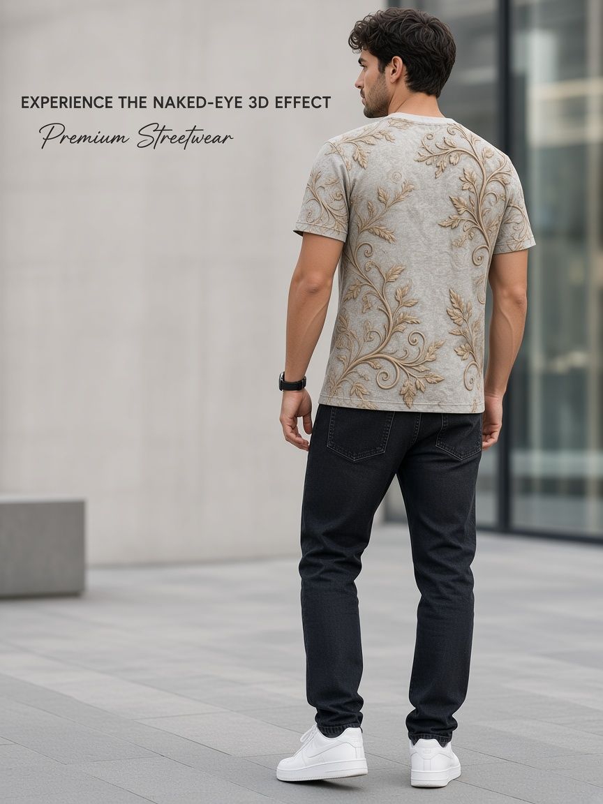 Vintage Carved Compass 3D Optical Illusion Graphic Tee Breathable Athletic Mesh T-Shirt Casual Sports Wear