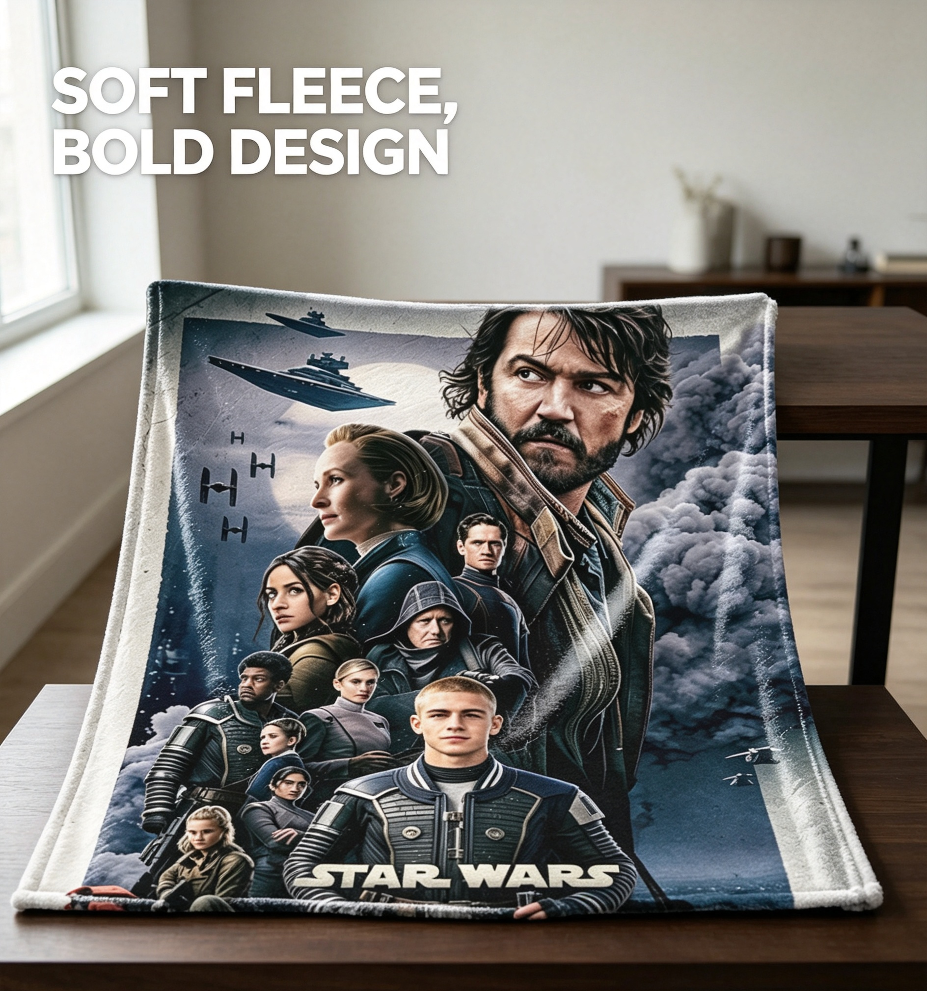Custom Face Blanket Star Wars Andor Flannel Blanket for Fans and Collectors – Perfect Gift or Giveaway for Movie Enthusiasts