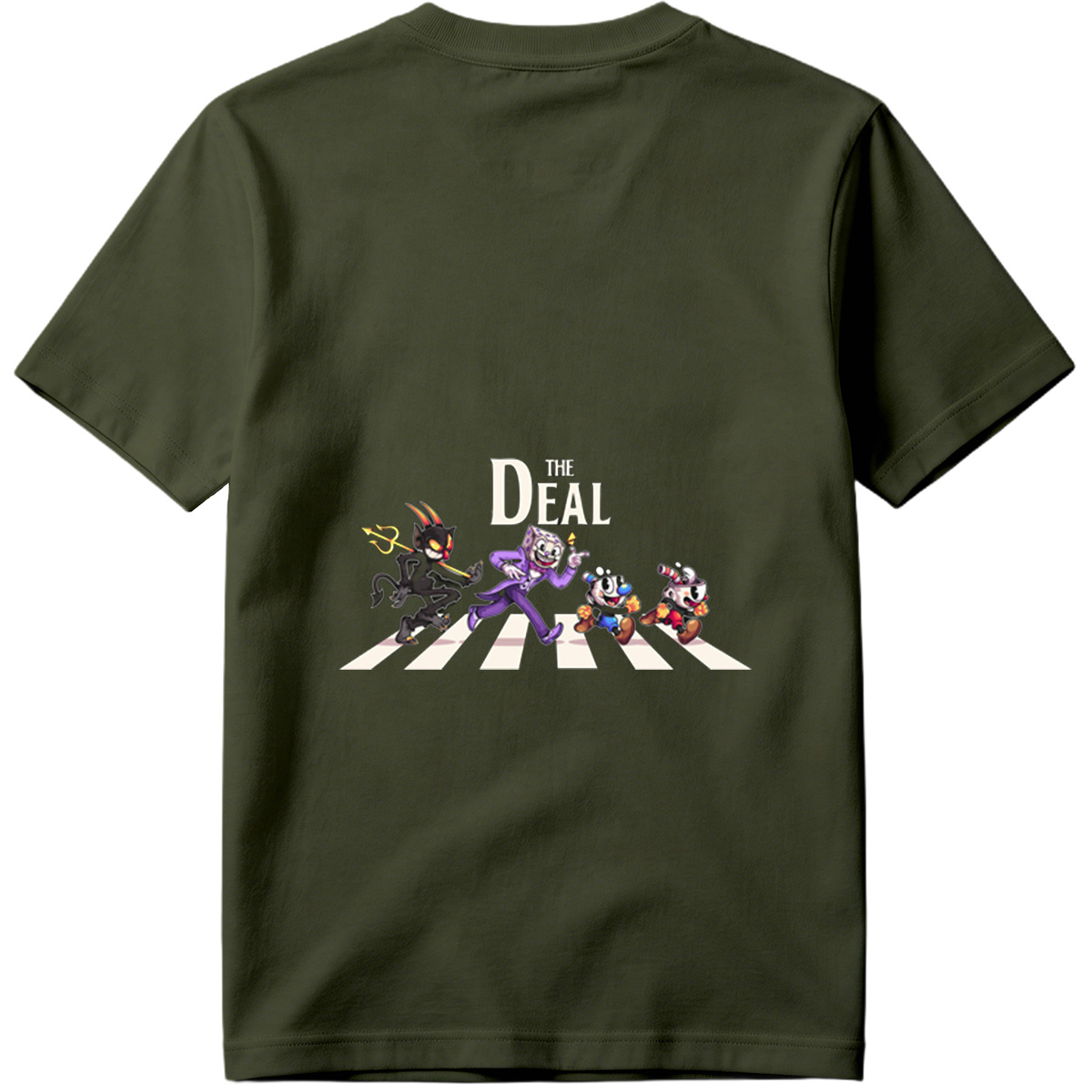 Cuphead, The Devil, and Mugman Crossing the Street – 