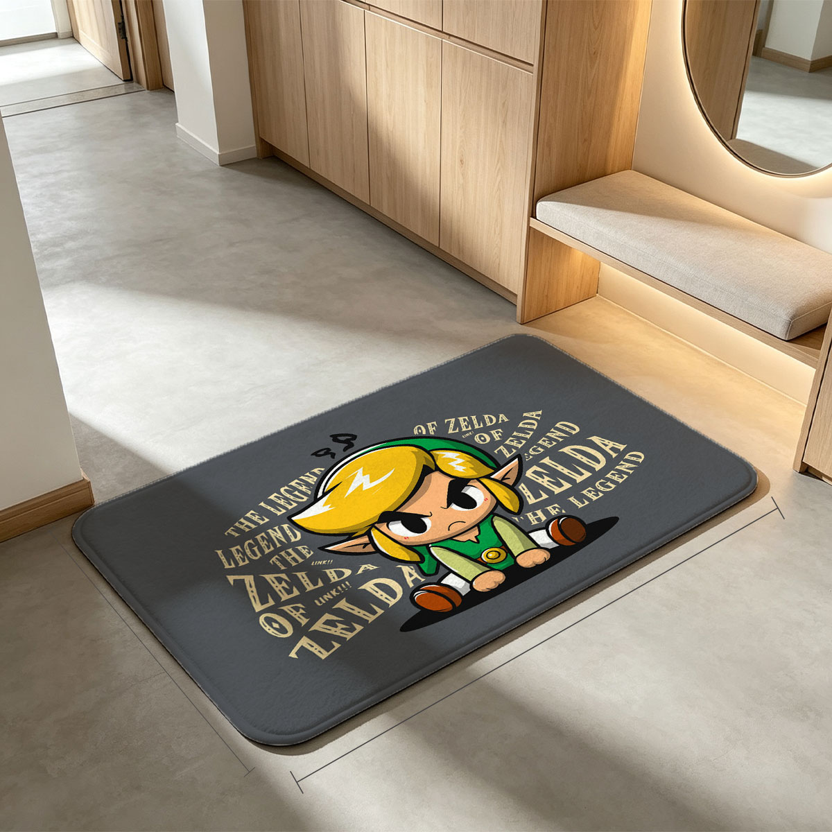 Link from The Legend of Zelda, Chibi Style Character Design - Flannel floor mat