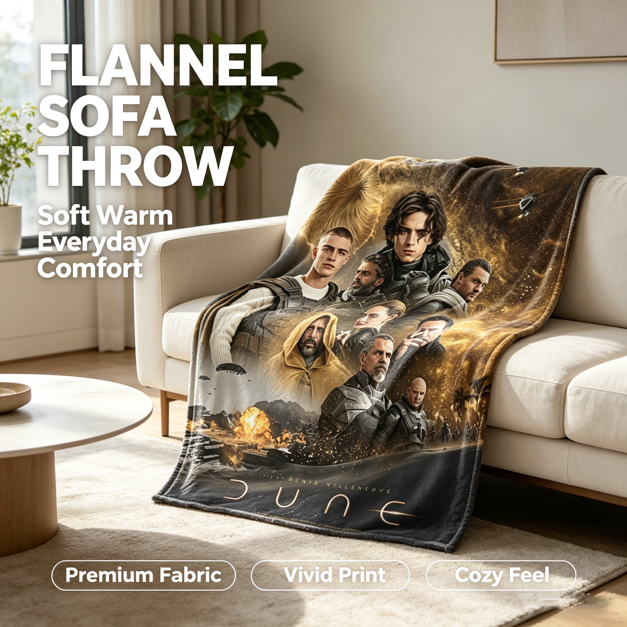 Custom Face Blanket Dune Movie Character Flannel Blanket Perfect for Fans of Sci-Fi Films Cozy Home Decor Gift or Giveaway