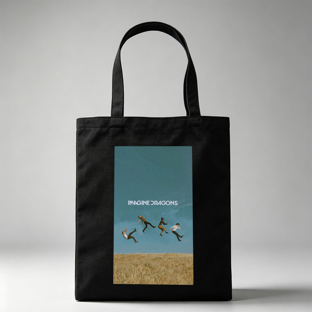 Imagine Dragons Band Members Jumping in a Field Under Blue Sky - Canvas tote bags