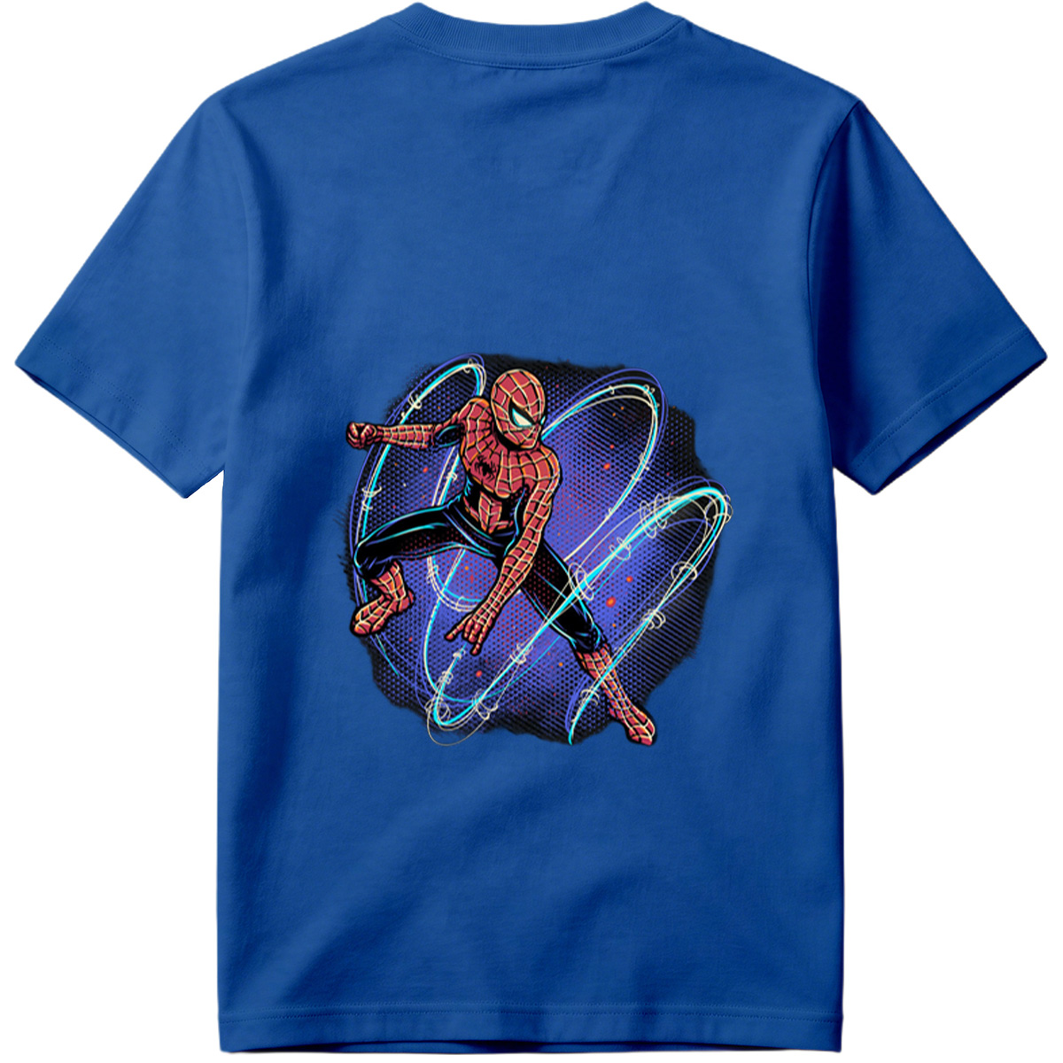 Spider-Man in Action with Dynamic Web Swirls - Tee