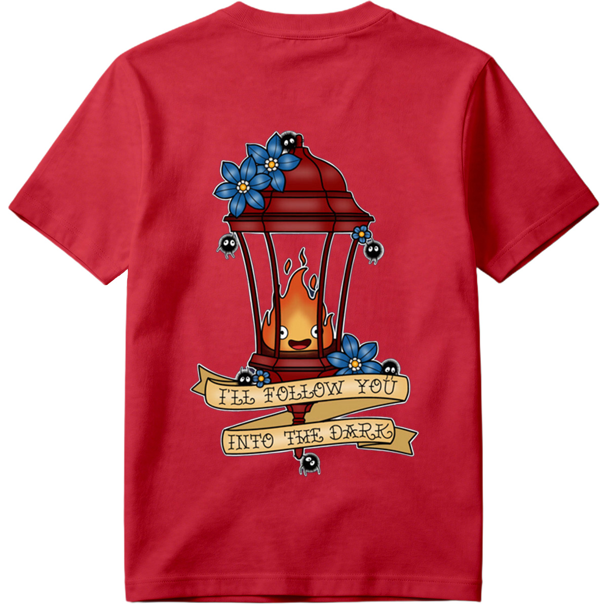 Lantern Flame with Blue Flowers and Moths: 