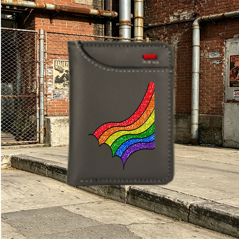 Unisex Vertical Wallet with Glitter Rainbow Print Design | Compact Card Holder for Daily Use, Travel, and Events | Ideal for LGBTQ+ Community and Pride Supporters