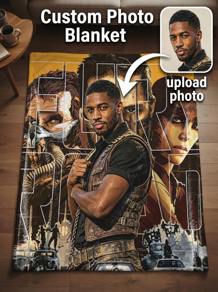 Custom Photo Face Blanket Personalized Flannel Throw Skin Friendly Warm Cozy Fleece Movie Poster Keepsake Gift for Bed