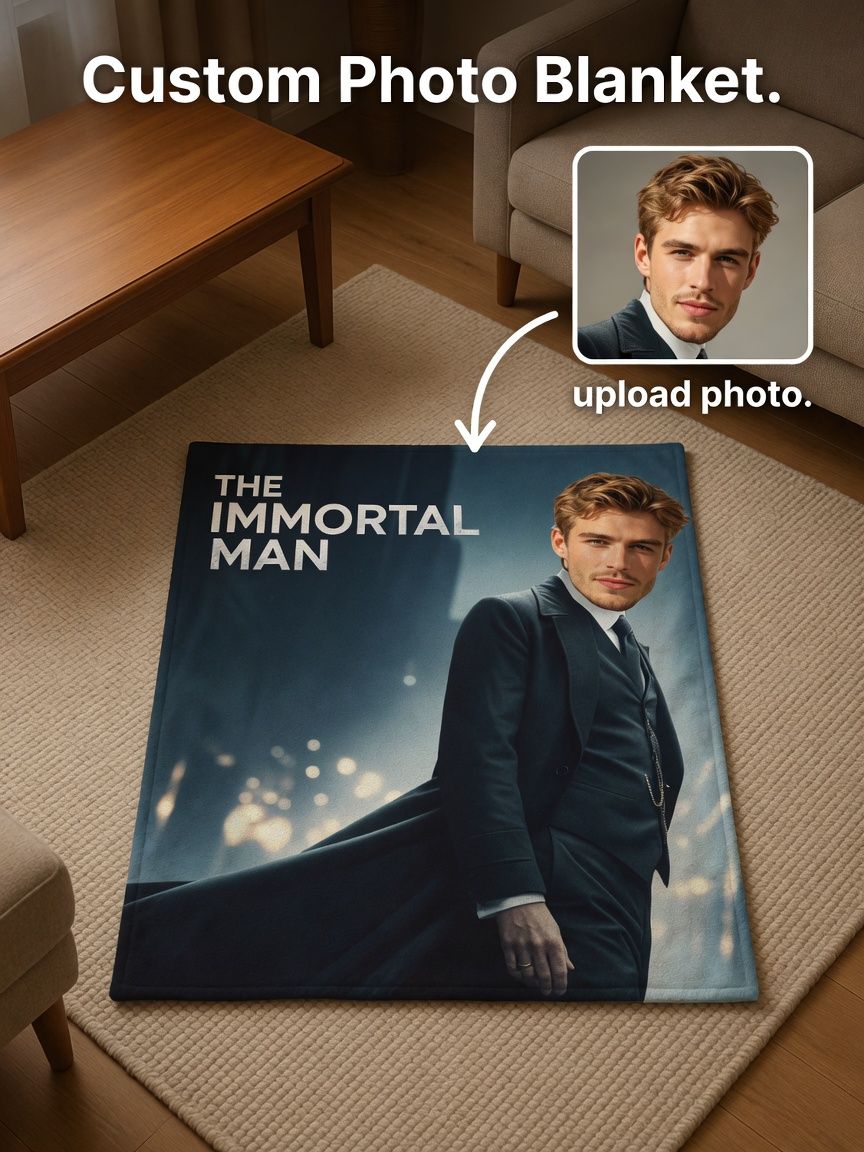 Custom Face Photo Flannel Blanket, Personalized Movie Poster Design Ultra Soft Warm Cozy Throw for Bed Sofa and Gift