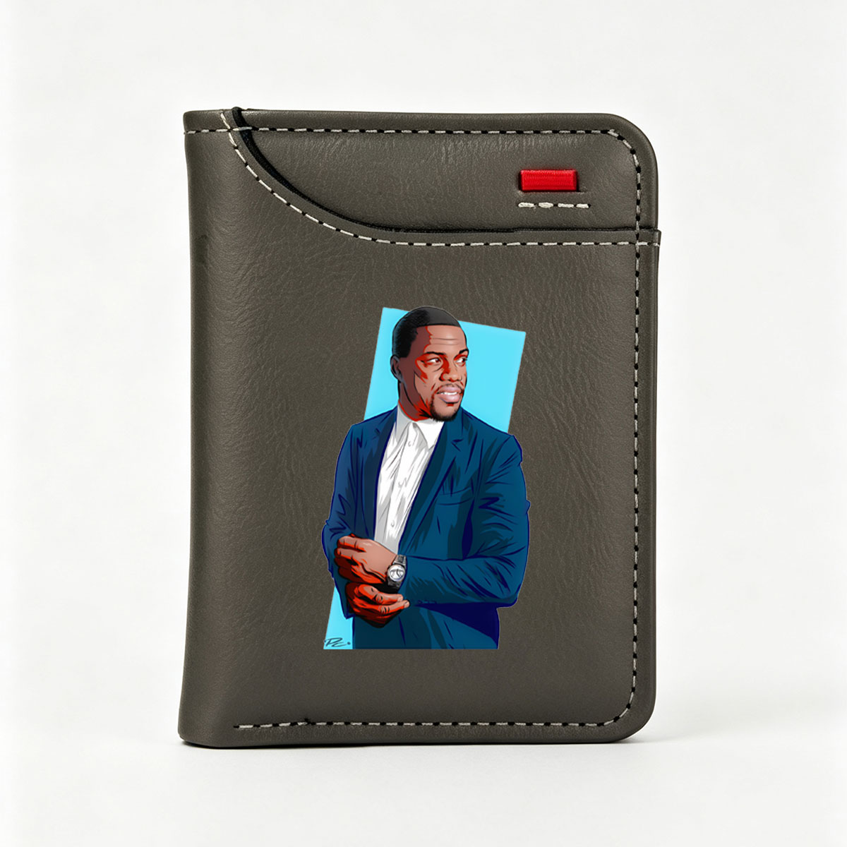 Michael Jordan in a Blue Suit, Checking His Watch - Vertical Style Wallet