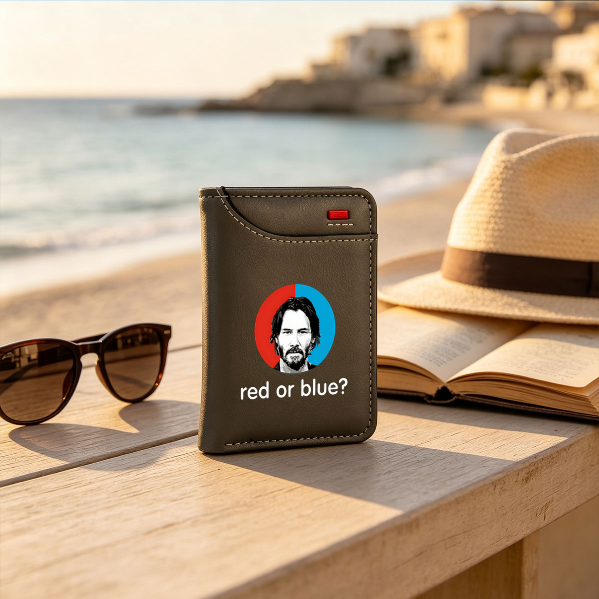 Keanu Reeves: Red or Blue? - Vertical Style Wallet