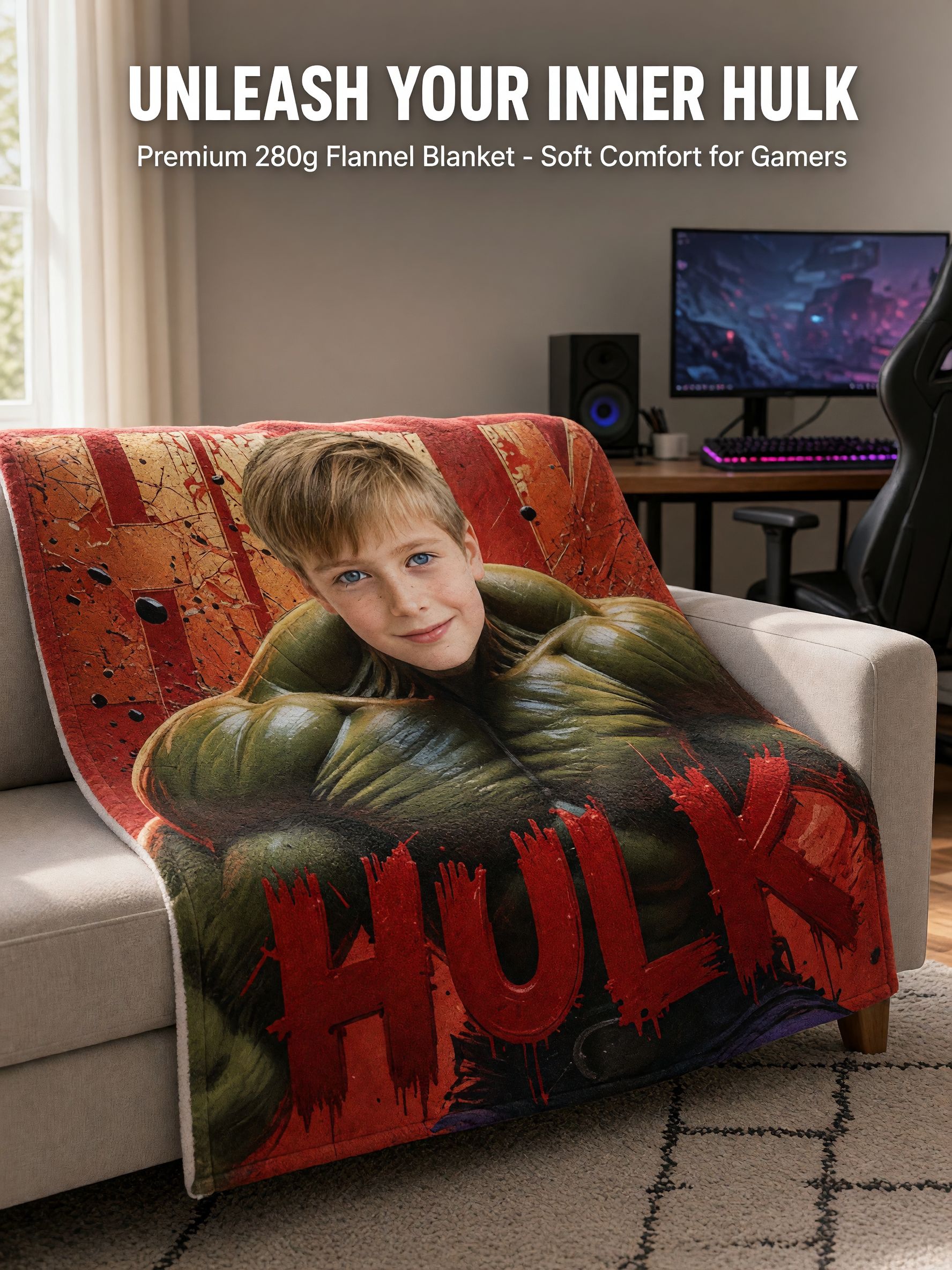 Custom Face Superhero Blanket, Personalized Photo Flannel Fleece Throw, Ideal Cozy Gift for Kids and Adults