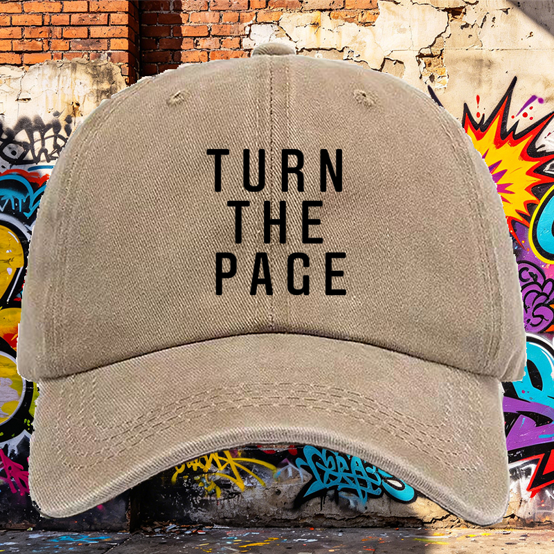 Men's Printed Washed Cotton Hat Turn The Page Design Casual Round Brim Summer Lightweight Cap for Outdoor Activities and Urban Lifestyle Adults