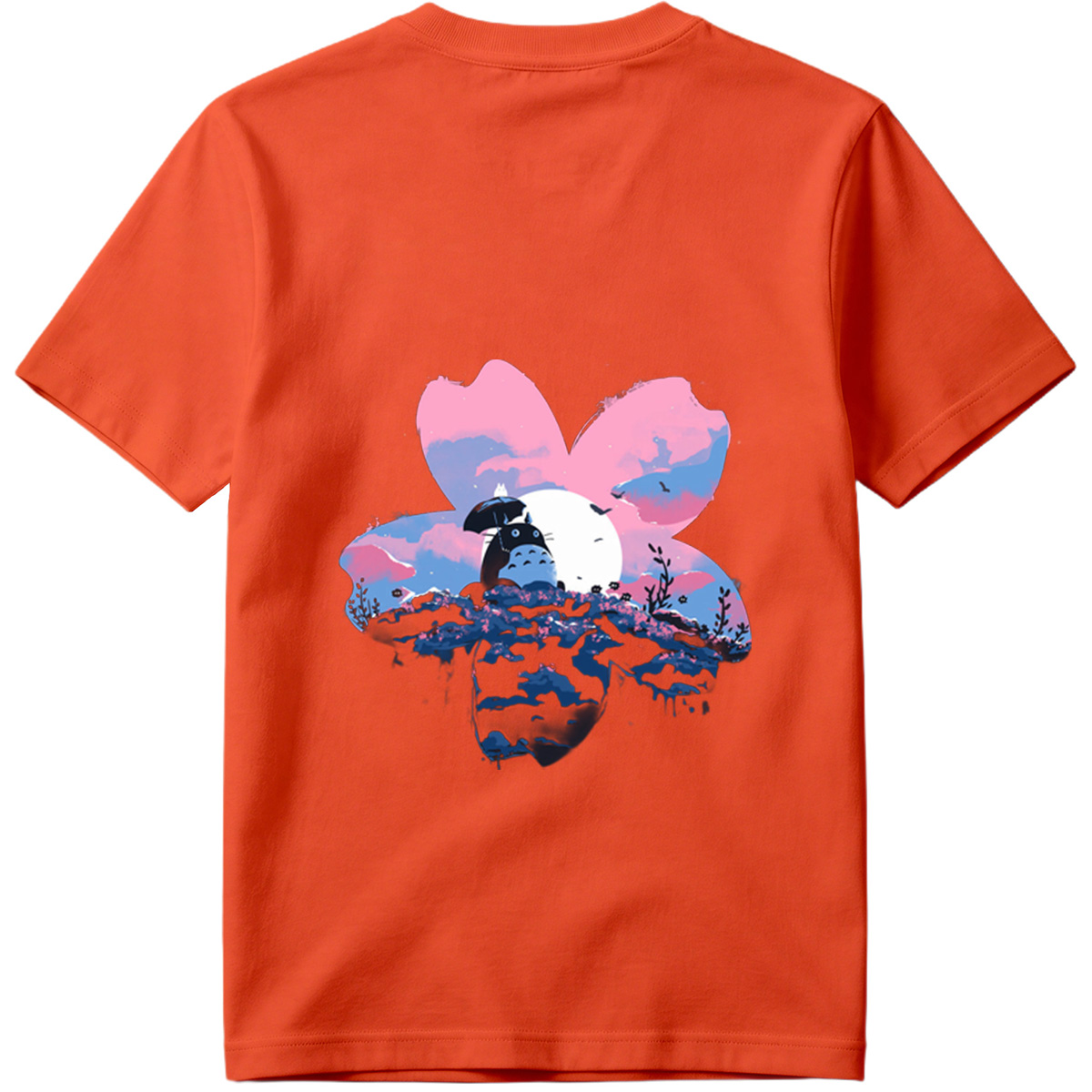 Totoro Under Cherry Blossom Moon - Tee