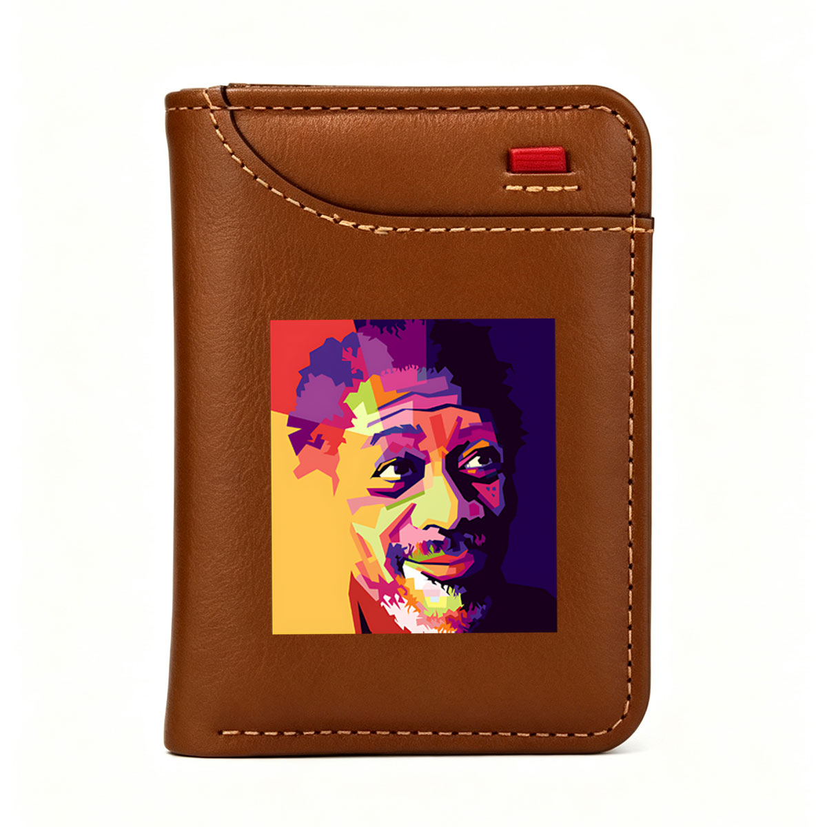 Colorful Abstract Portrait of a Man with Vibrant Geometric Patterns - Vertical Style Wallet