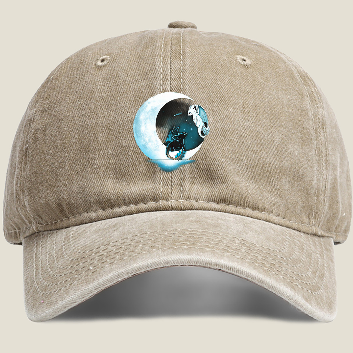 How to Train Your Dragon: Toothless and Light Fury under the Moon - Washed Denim - Baseball Cap