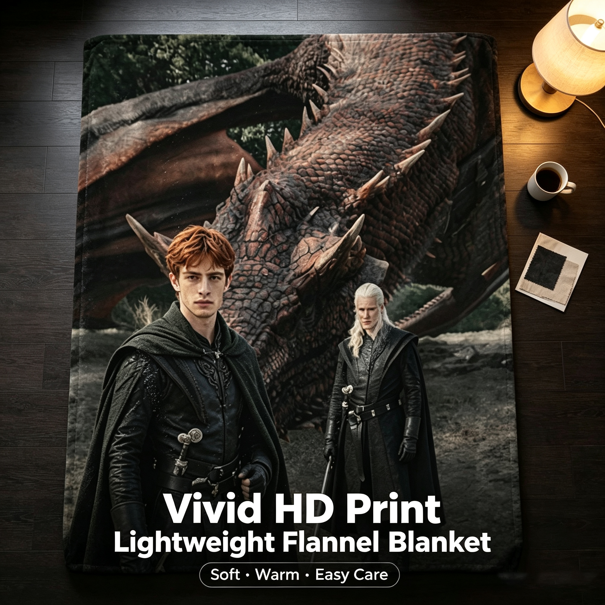 Custom Face Blanket House of the Dragon Characters Flannel Blanket for Fans and Collectors – Perfect Gift or Giveaway for Fantasy Enthusiasts