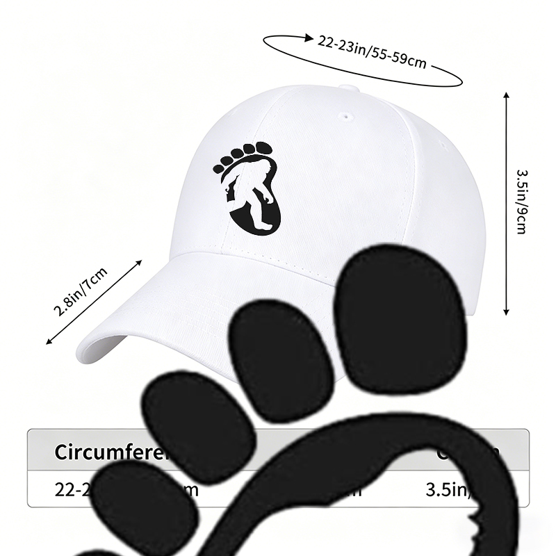Unisex Classic Baseball Cap with Bigfoot Silhouette Print - Adjustable Outdoor Hat for Hiking, Camping, and Adventure Enthusiasts