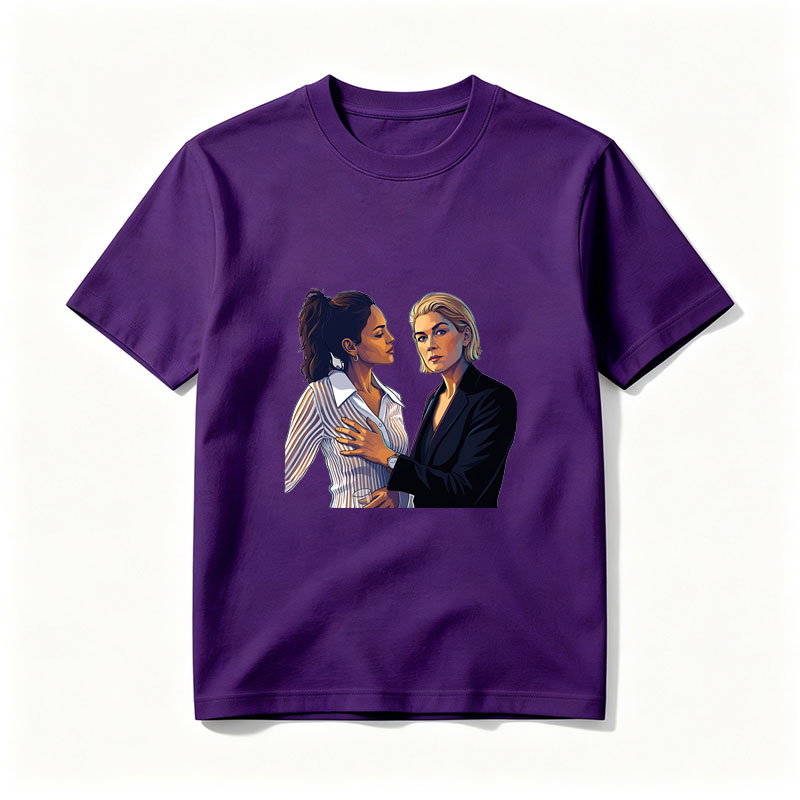Two Women in Formal Attire Sharing an Intimate Moment - Tee