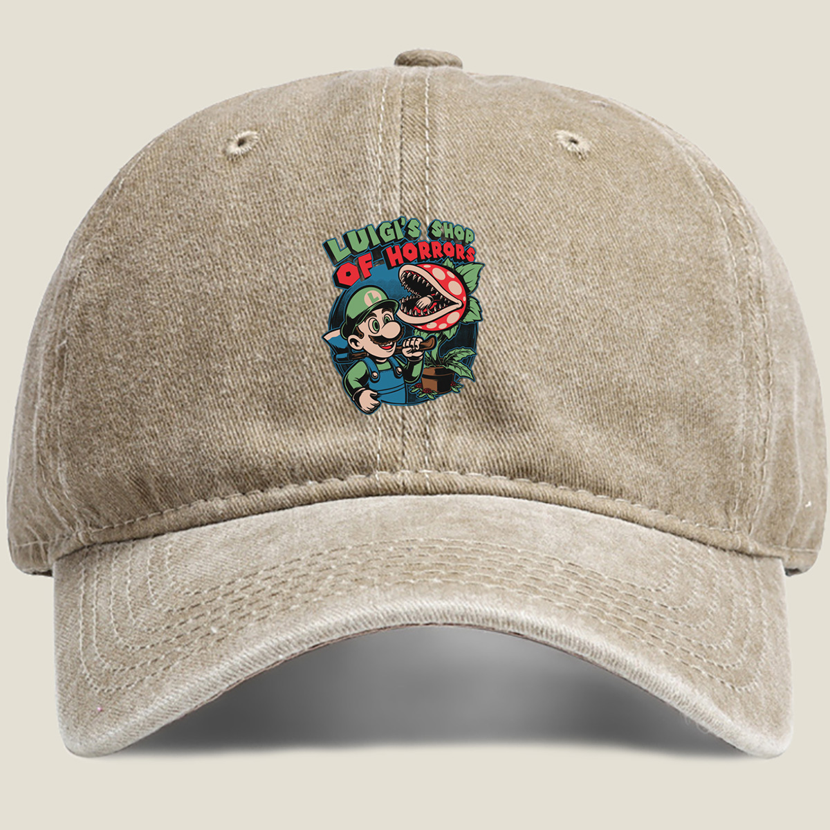 Luigi's Shop of Horrors: Luigi and Piranha Plant - Washed Denim - Baseball Cap