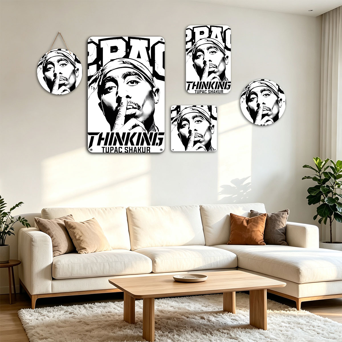 2Pac Thinking: Tupac Shakur Portrait - painting
