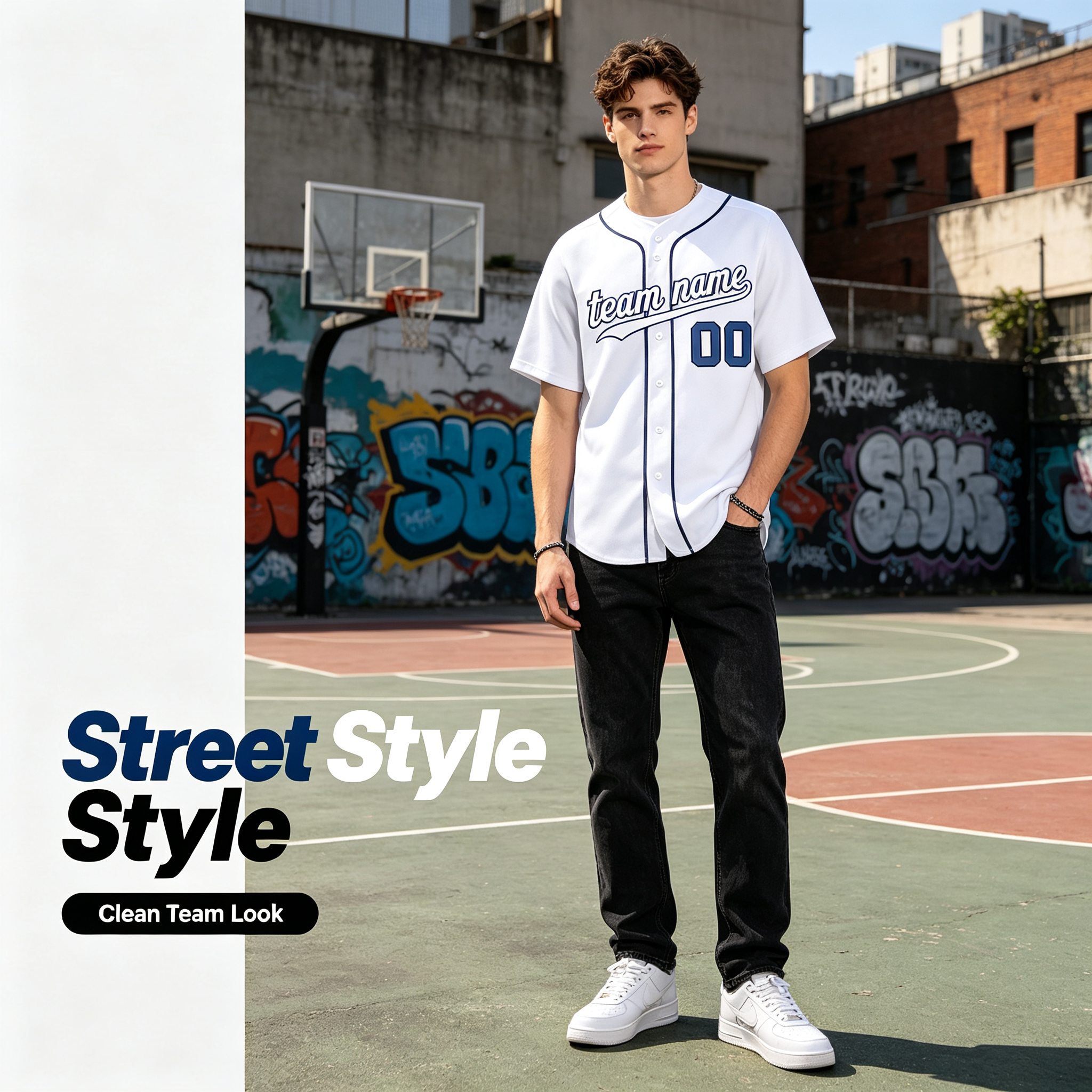 Custom Printed Detroit Script Style Baseball Jersey Anthracite Charcoal Orange Trim Button Down Shirt for Men and Women