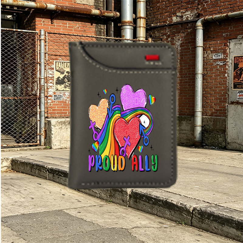 Unisex Vertical Wallet with Pride Rainbow Hearts and 