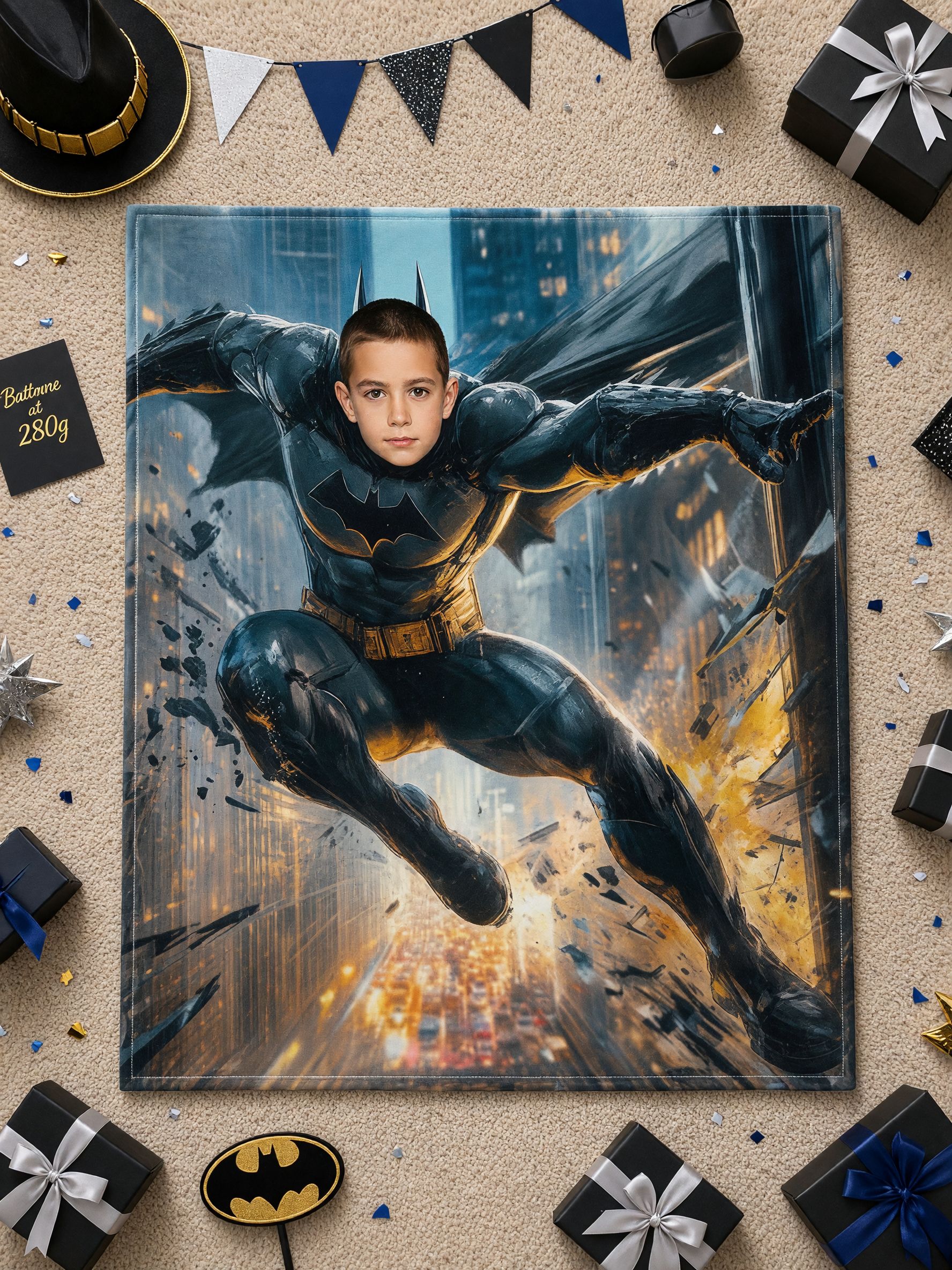 Personalized Superhero Photo Blanket Custom Face Flannel Throw Warm Soft Keepsake Bed Sofa Gift for Kids and Adults