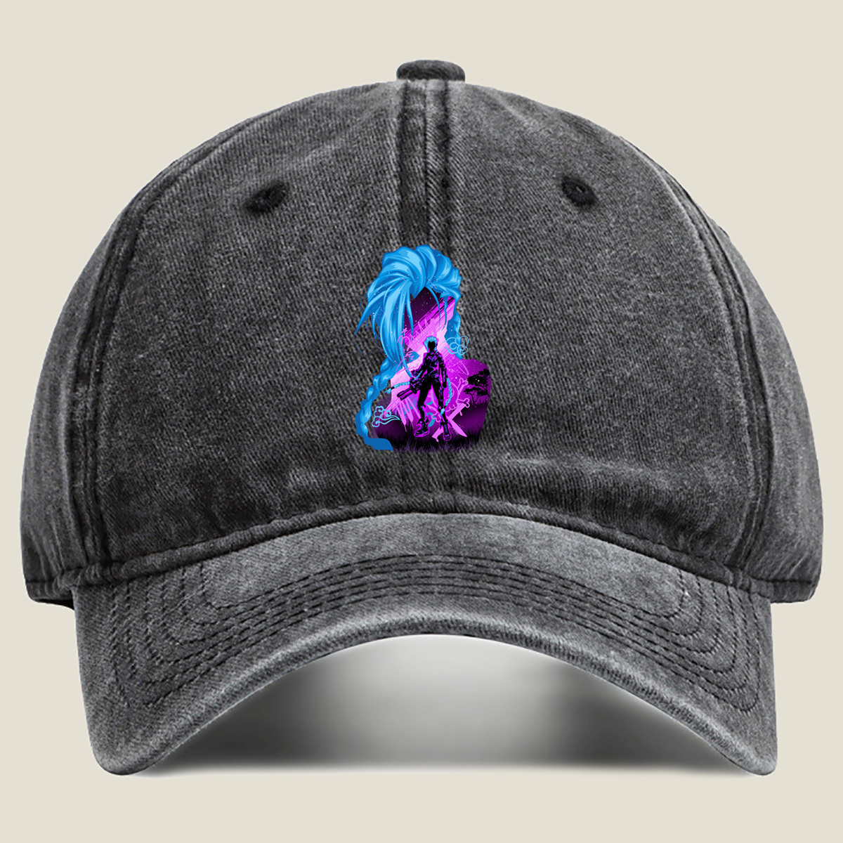 Jinx from League of Legends - Washed Denim - Baseball Cap