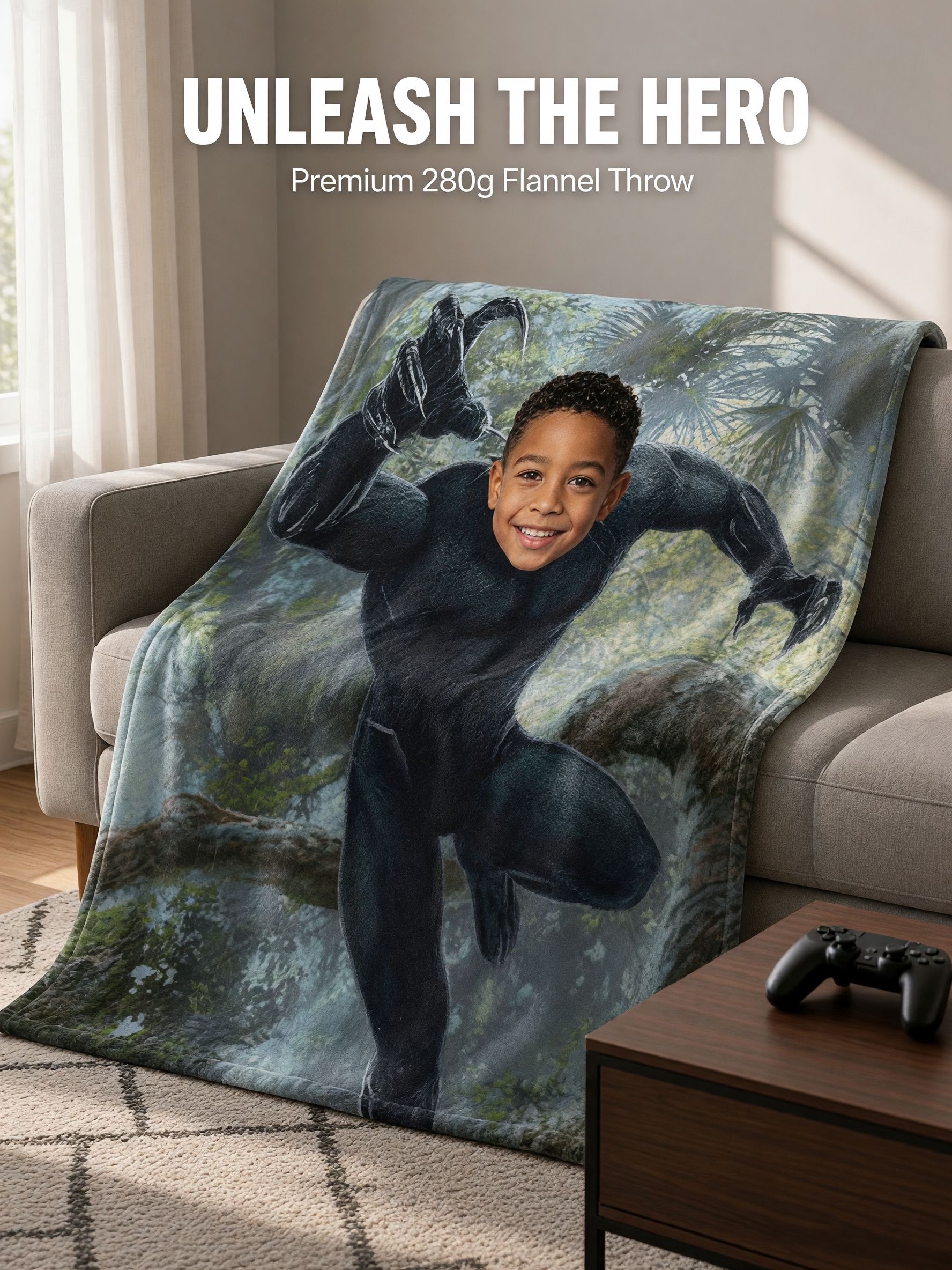 Custom Photo Face Blanket Personalized Superhero Flannel Fleece Throw Skin Friendly Ultra Soft Bed Couch Blanket Ideal