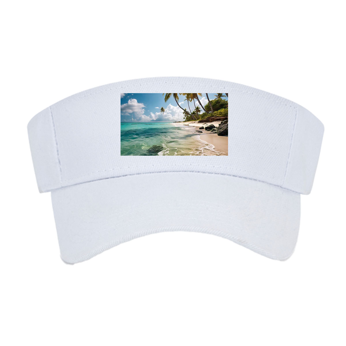 Tropical Beach with Palm Trees and Crystal Clear Water -  Visor cap