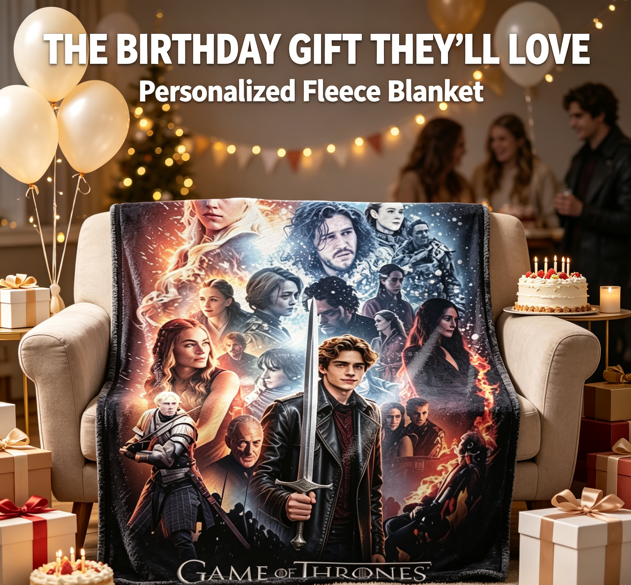 Custom Face Blanket Game of Thrones Flannel Blanket for Couch or Bed Cozy Gift Idea for Fans and Collectors
