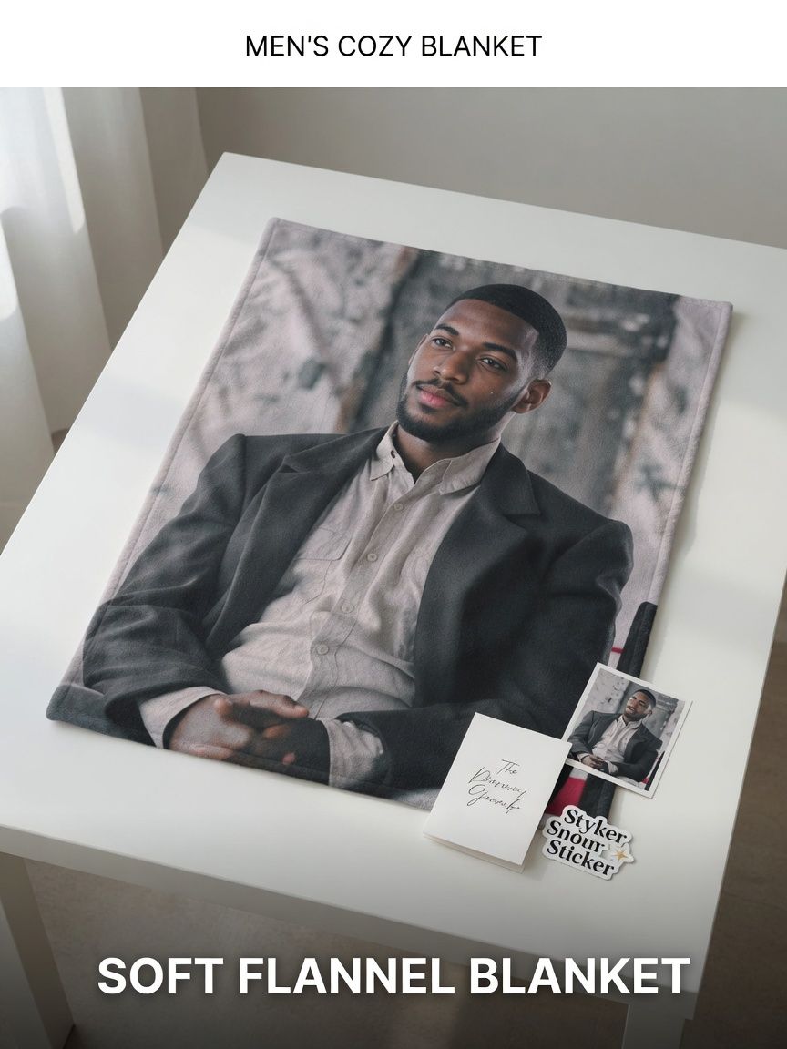 Custom Photo Portrait Flannel Blanket Personalized Picture Face Throw Ultra Soft Lightweight Cozy Memory Gift