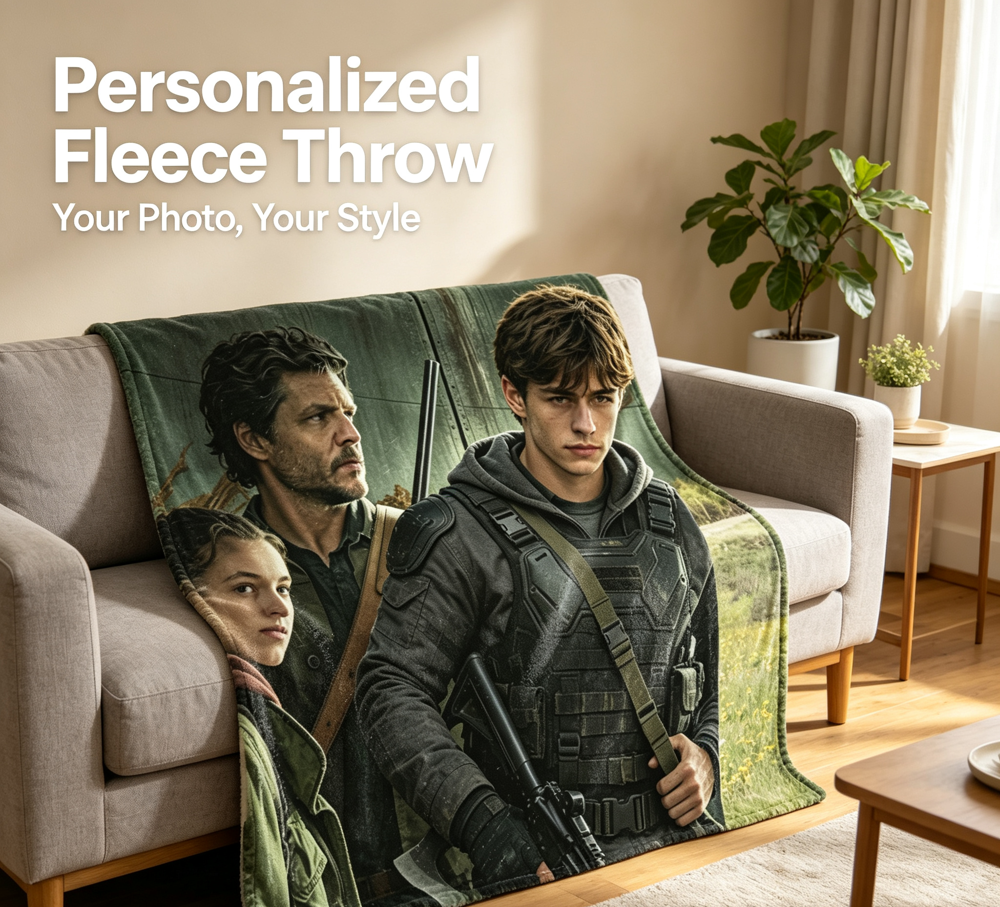 Custom Face Blanket The Last of Us Flannel Blanket Cozy Gaming Gift for Fans and Collectors