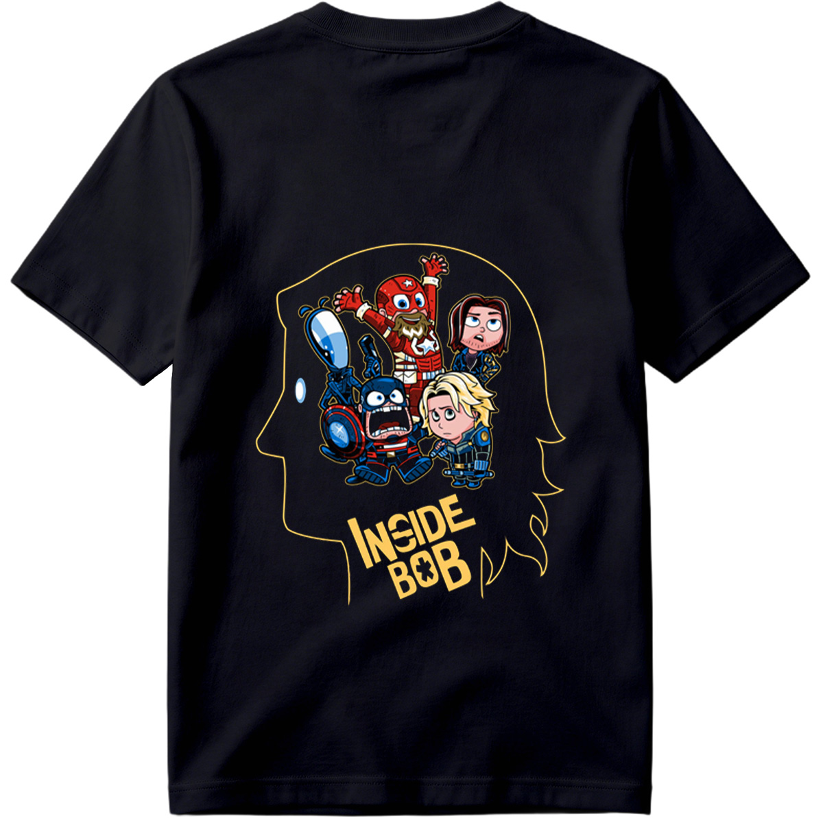 Inside Bob: Captain America, Black Widow, and Thor in Chibi Style - Tee