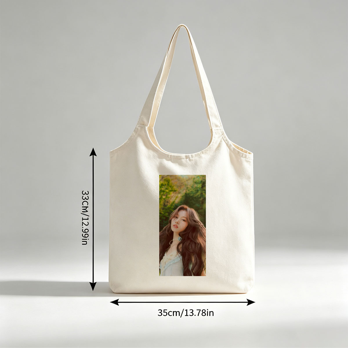 KARINA of Aespa in a Serene Forest Setting Wearing a Delicate White Outfit with Flowing Hair - Canvas shoulder bags/