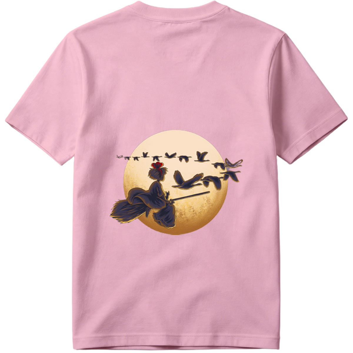Mulan Flying on a Broomstick with Geese Against the Moon - Tee