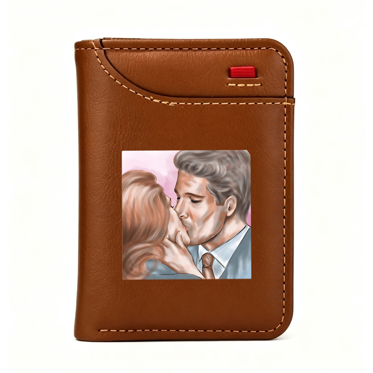 Romantic Kiss Between Elegant Couple in Formal Attire - Vertical Style Wallet