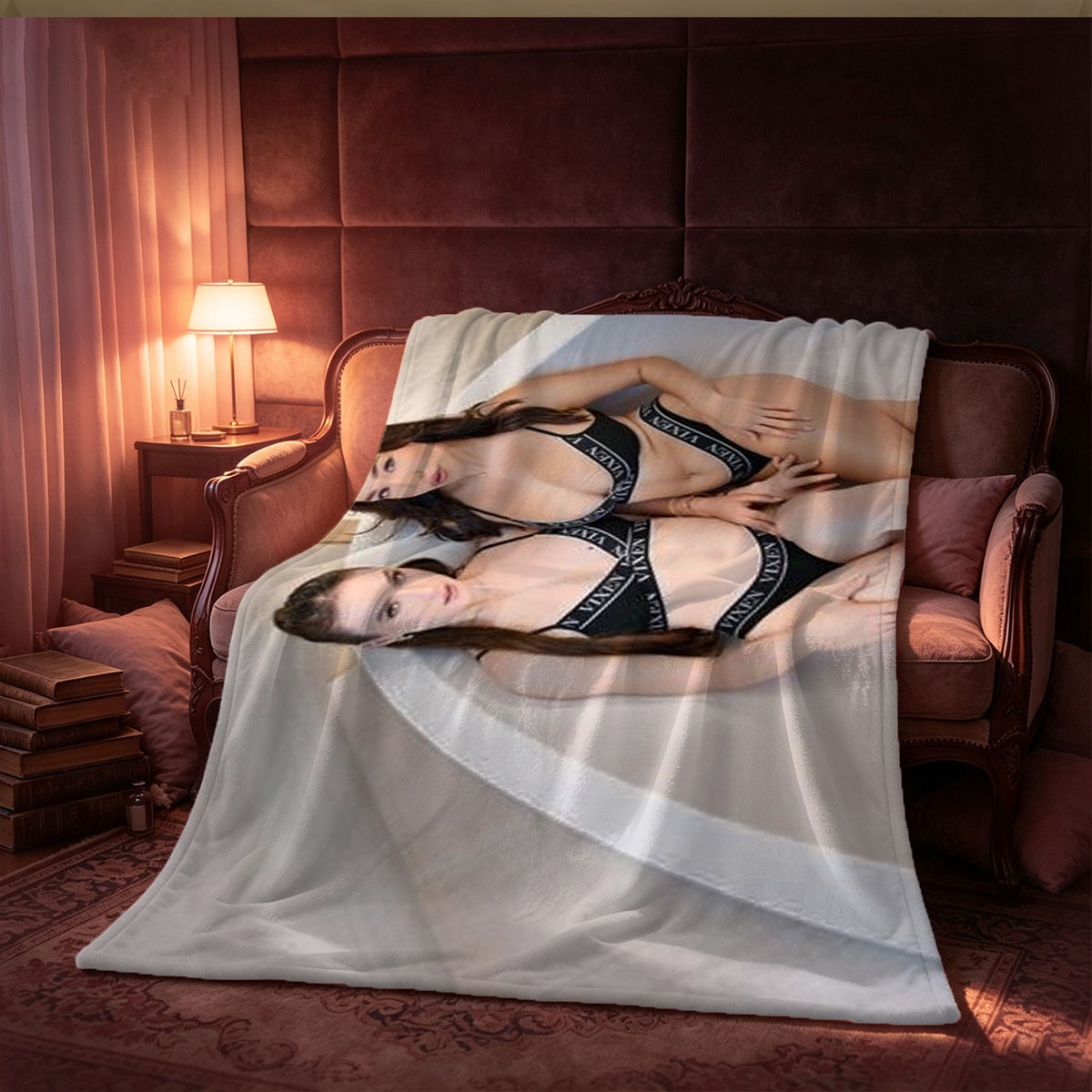 Nude Blonde on Couch - Blanket