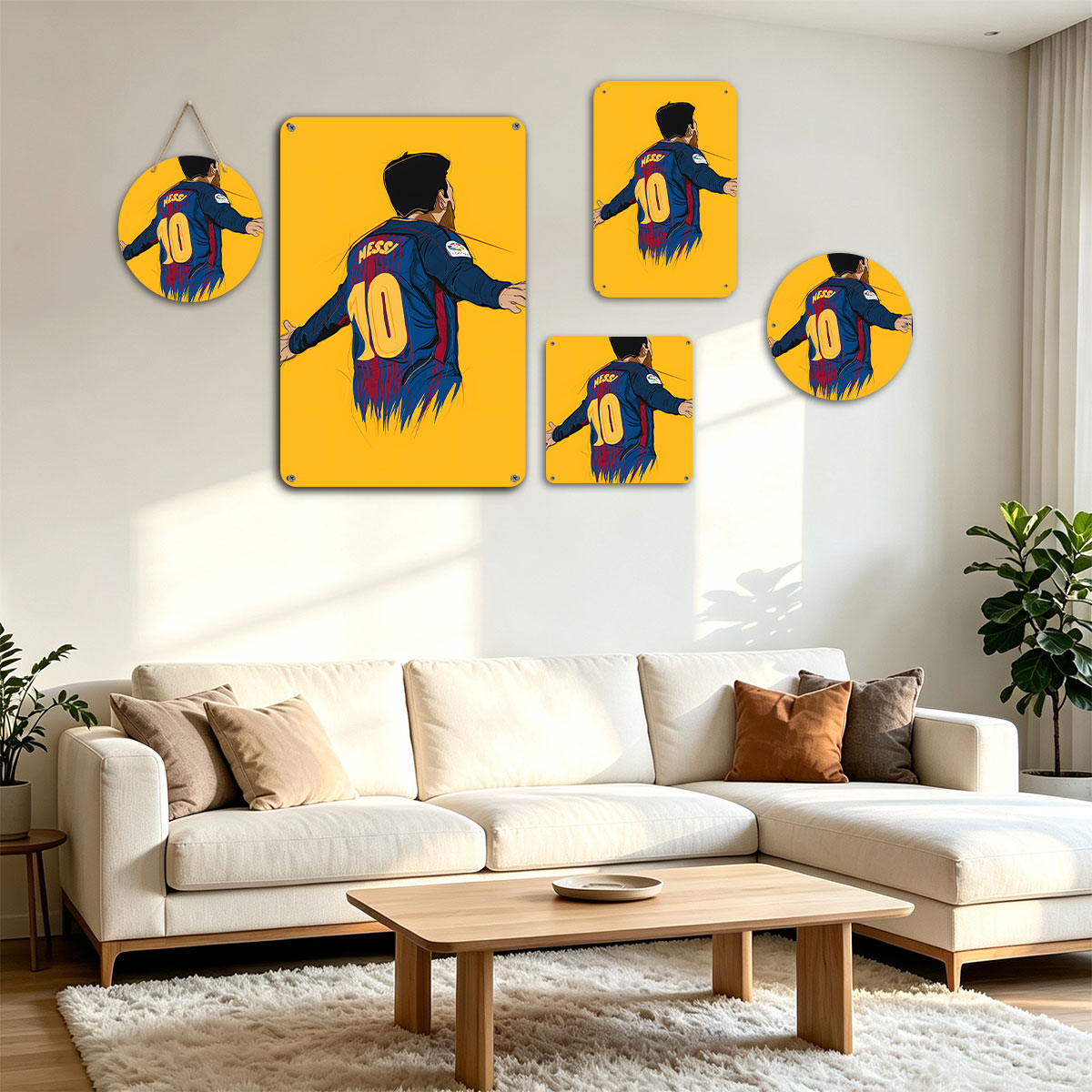 Messi in Barcelona Jersey, Number 10, Celebrating Goal - painting