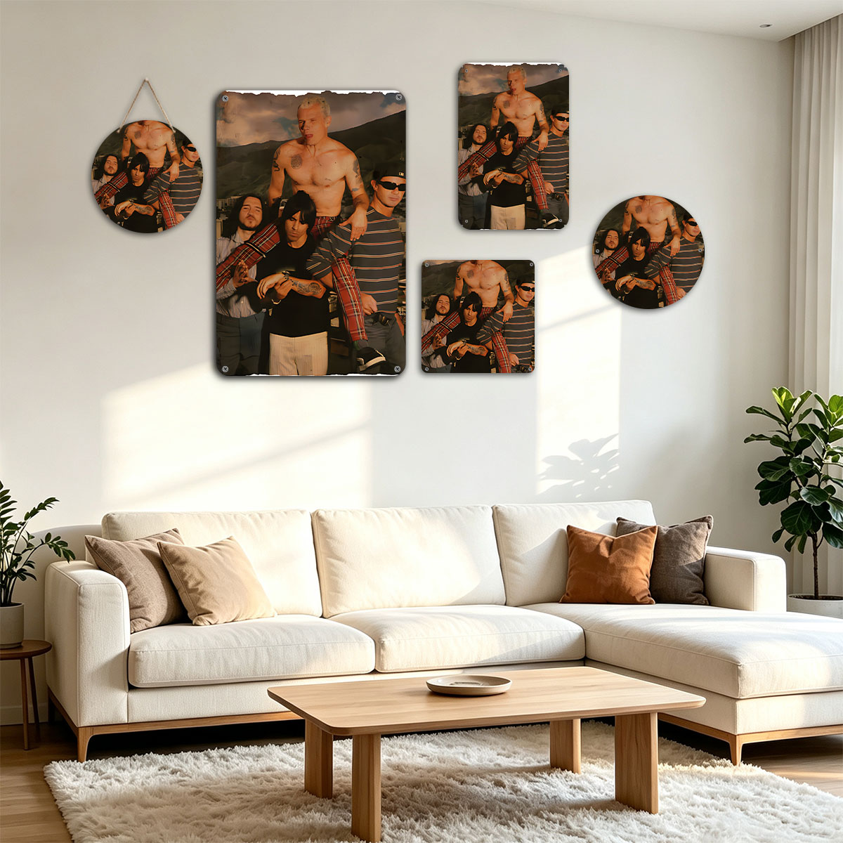 Red Hot Chili Peppers Band Members in a Stylized Group Portrait - painting
