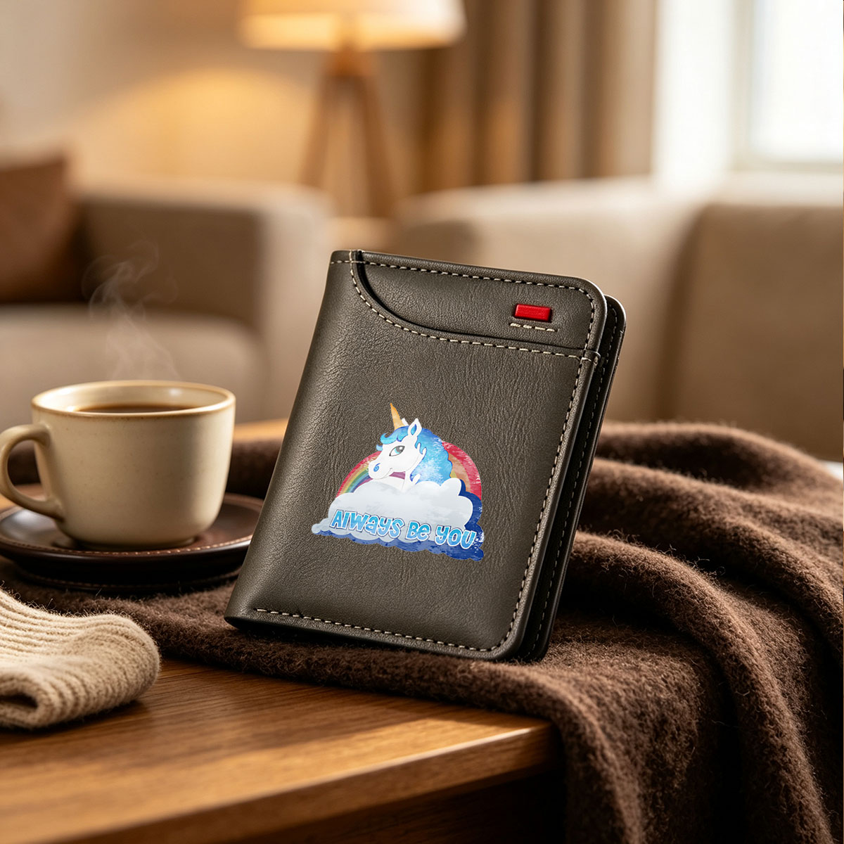 Unicorn with Rainbow and Cloud: Always Be You - Vertical Style Wallet