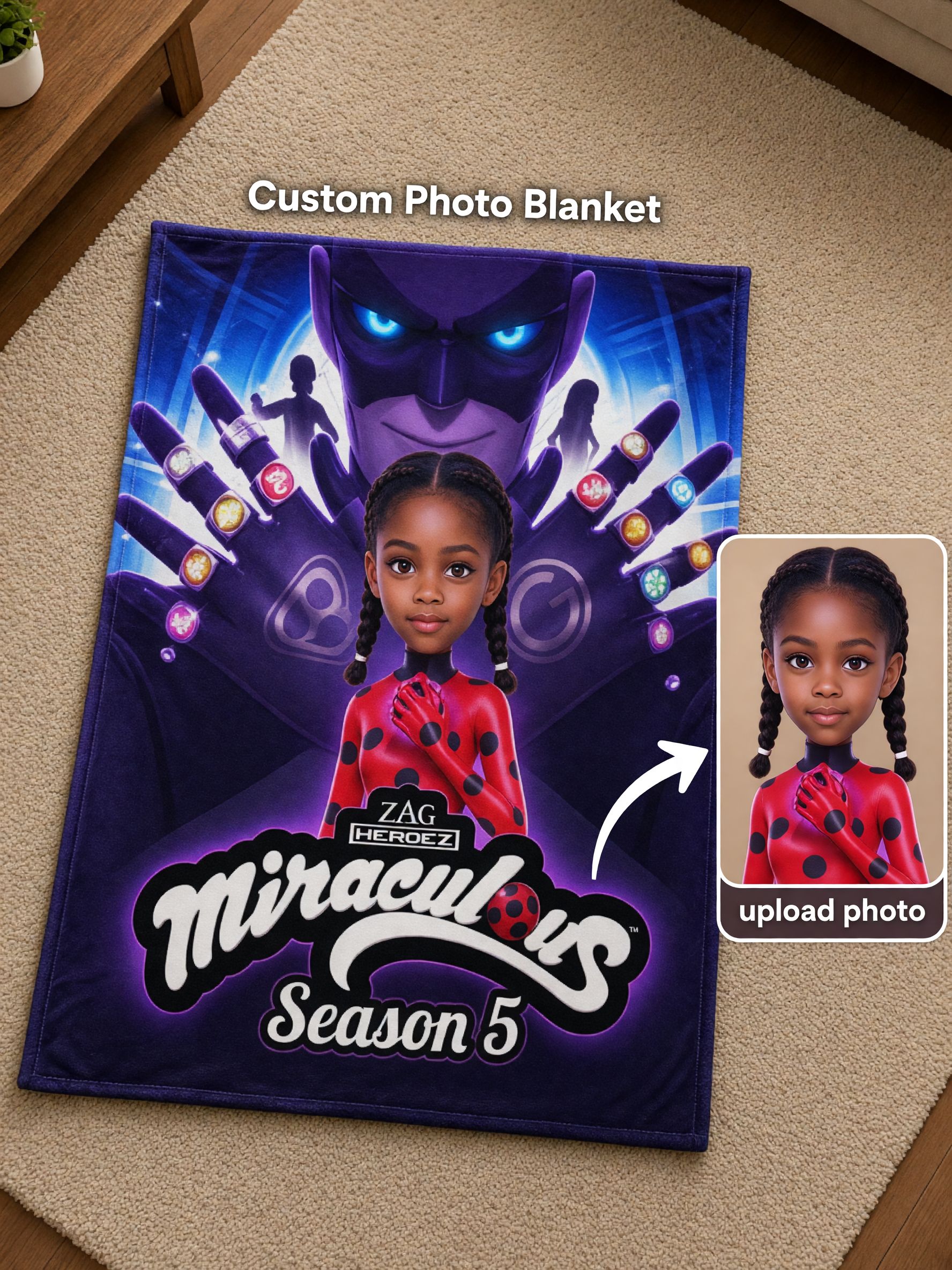 Custom Photo Superhero Blanket, Ultra-Soft Flannel Fleece Throw, Ideal Personalized Birthday Gift for Kids