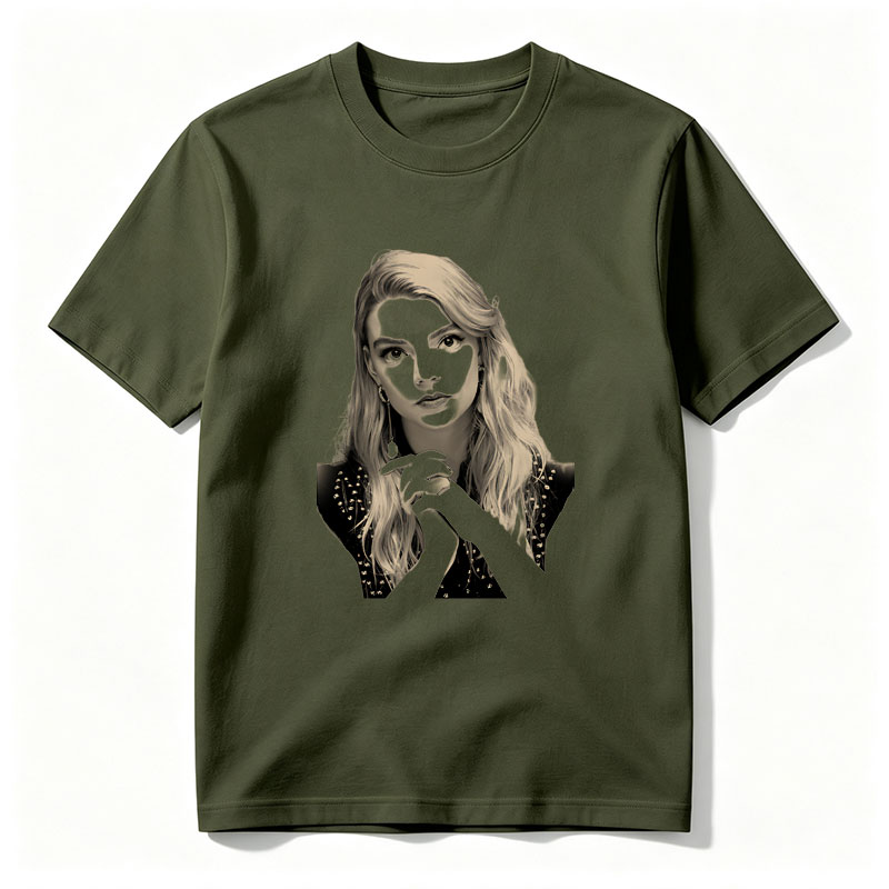 Mysterious Woman with Masked Face and Long Blonde Hair - Tee